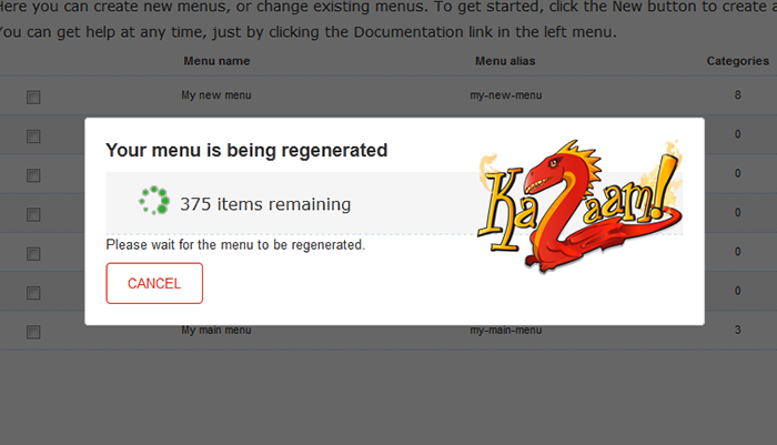 Menu Generation takes just seconds - depending on how many menu items you are creating